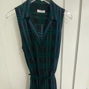 Equipment Silk Sleeveless Plaid Belted Jumpsuit Size Medium